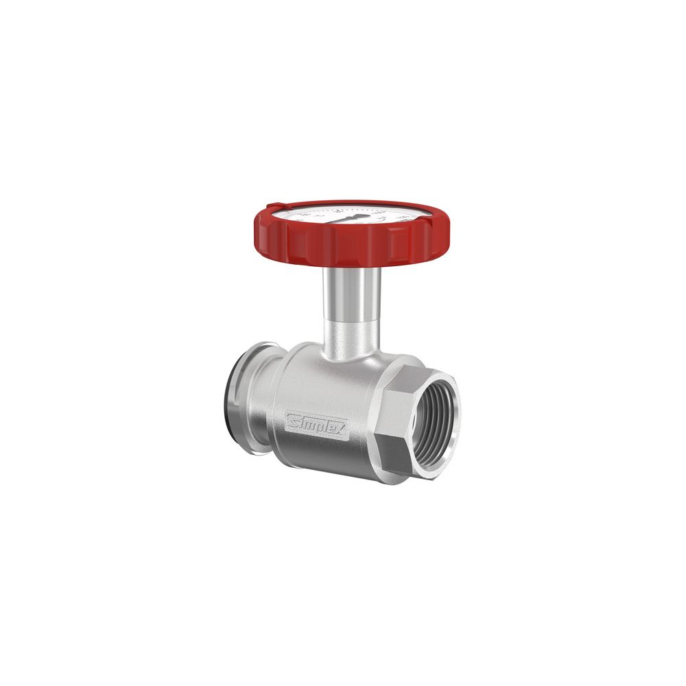 Flamco Pumpen-Kugelhahn mit Thermometergriff, rot DN 32 G1 1/4i PN 16 Messing vernickelt... FLAMCO-F10130 4013852201545 (Abb. 2)