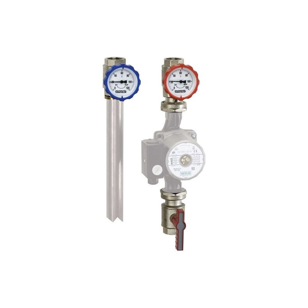 Flamco Pumpen-Armaturgruppe 3-teilig Thermometergriff DN 25 G 1" Innengewinde PN 16 Mess... FLAMCO-F10192 4013852202375 (Abb. 2)