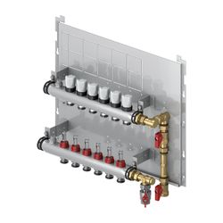 Flamco Fussbodenverteiler 9-fach mit Wärmemengenzähler-Einbau, auf Grundplatte 800x500... FLAMCO-M10513.9 4016715119414 (Abb. 1)