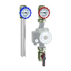 Flamco Pumpen-Armaturgruppe 3-teilig Thermometergriff DN 25 G 1" Innengewinde PN 16 Mess... FLAMCO-F10192 4013852202375 (Abb. 1)