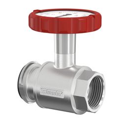 Flamco Pumpen-Kugelhahn mit Thermometergriff, rot DN 32 G1 1/4i PN 16 Messing vernickelt... FLAMCO-F10130 4013852201545 (Abb. 1)