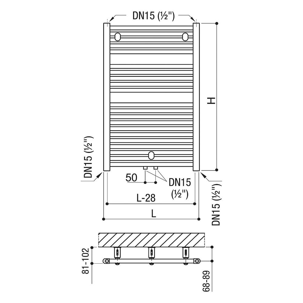 Fondital Handtuchheizkörper Cool 1490/500, 1488x528mm, Aluminium, Reinweiß RAL 9010... FONDITAL-EA62N004 8015040449643 (Abb. 2)