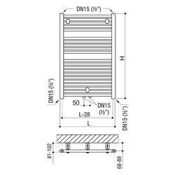 Fondital Handtuchheizkörper Cool 1490/500, 1488x528mm, Aluminium, Reinweiß RAL 9010... FONDITAL-EA62N004 8015040449643 (Abb. 1)
