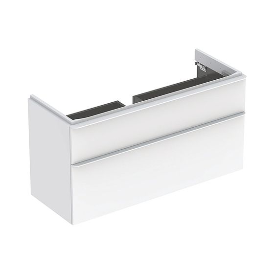 Geberit Smyle Square Unterschrank für Waschtisch, 2 Schubladen, 118,4x61,7x47cm, Weiß lackiert hochglänzend, Waschtisch 120cm
