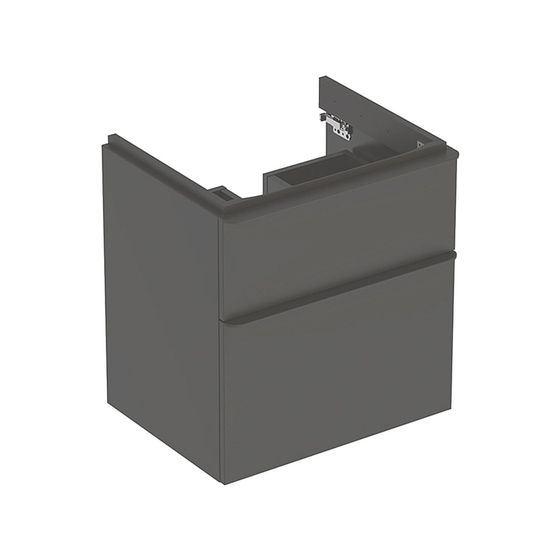 Geberit Smyle Square Unterschrank für Waschtisch, 2 Schubladen, 58,4x61,7x47cm, Lava lackiert matt, Waschtisch 60cm