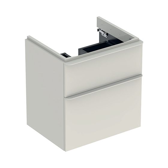 Geberit Smyle Square Unterschrank für Waschtisch, 2 Schubladen, 58,4x61,7x47cm, Sandgrau/lackiert hochgl, Waschtisch 60cm