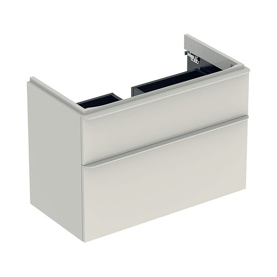 Geberit Smyle Square Unterschrank für Waschtisch, 2 Schubladen, 88,4x61,7x47cm, Sandgrau/lackiert hochgl, Waschtisch 90cm