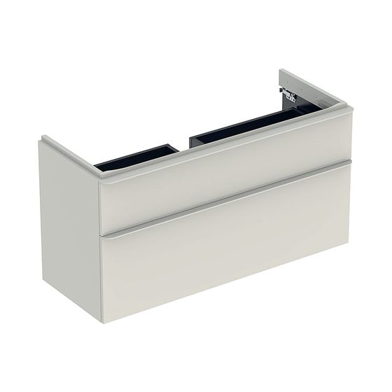 Geberit Smyle Square Unterschrank für Waschtisch, 2 Schubladen, 118,4x61,7x47cm, Sandgrau/lackiert hochgl, Sandgrau/plvb matt