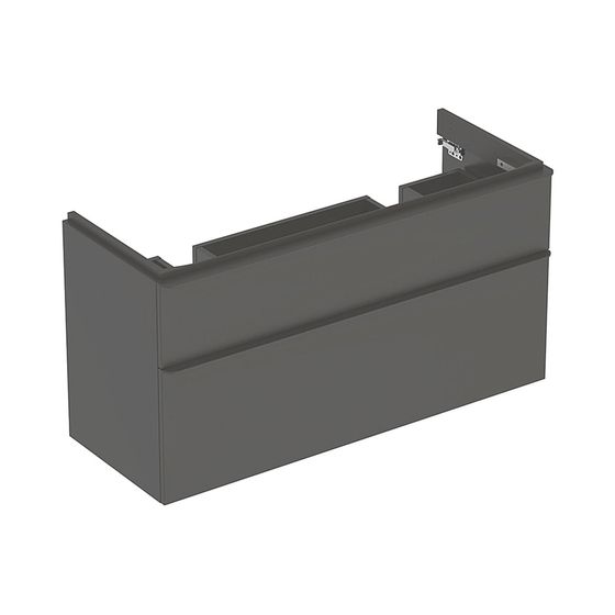 Geberit Smyle Square Unterschrank für Doppelwaschtisch, 2 Schubladen, 118,4x61,7x47cm, Lava lackiert matt, Waschtisch 120cm