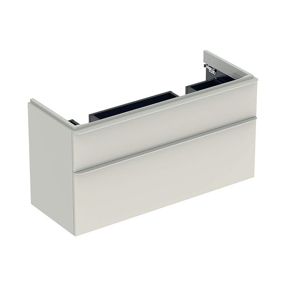 Geberit Smyle Square Unterschrank für Doppelwaschtisch 2 Schubladen 118,4x61,7x47cm Sandgrau/lackiert, Waschtisch 120cm