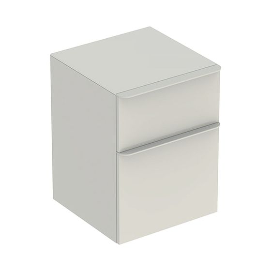 Geberit Smyle Square Seitenschrank 2 Schubladen, 45x60x47cm, Sandgrau lackiert hochglänzend, Sandgrau pulverbeschichtet matt
