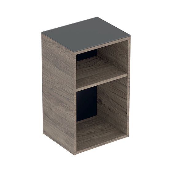 Geberit Smyle Square Seitenschrank offen, 36x60x29,9cm, Nussbaum hickory Melamin Holzstruktur