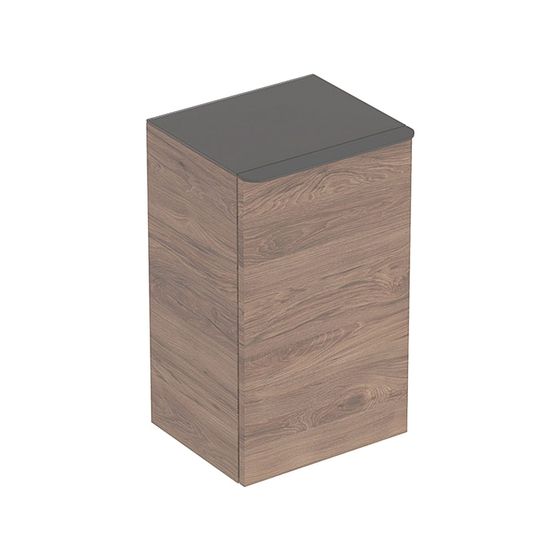 Geberit Smyle Square Seitenschrank, 1 Tür, 36x60x32,6cm, Nussbaum/Melamin Holzstruktur, Lava/plvb matt, Türanschlag rechts