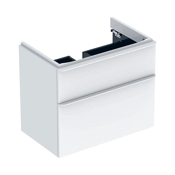 Geberit Smyle Square Unterschrank für Waschtisch, 2 Schubladen, 73,4x61,7x47cm, Weiß lackiert hochglänzend, Waschtisch 75cm