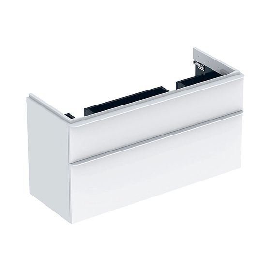 Geberit Smyle Square Unterschrank für Doppelwaschtisch, 2 Schubladen, 118,4x61,7x47cm, Weiß/lackiert hochgl, Waschtisch 120cm