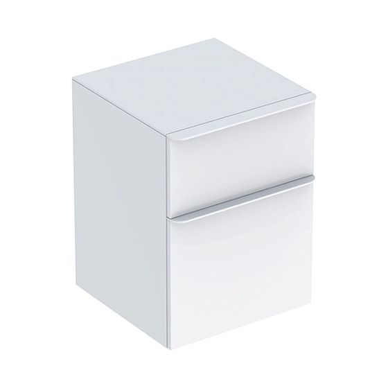 Geberit Smyle Square Seitenschrank 2 Schubladen, 45x60x47cm, Weiß lackiert hochglänzend, Weiß pulverbeschichtet matt