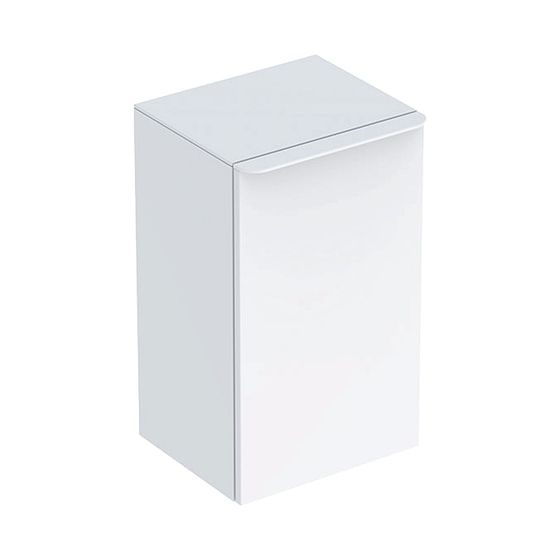 Geberit Smyle Square Seitenschrank, 1 Tür, 36x60x32,6cm, Weiß lackiert hochglänzend, Weiß/plvb matt, Türanschlag links
