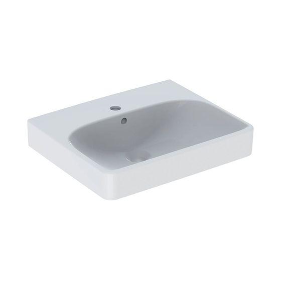 Geberit Smyle Square Handwaschbecken, 50x16x41cm, Hahnloch mittig, Überlauf sichtbar, Weiß