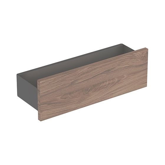 Geberit Smyle Square Wandablage, 45x14,8x15cm, Lava pulverbeschichtet matt, Nussbaum hickory Melamin Holzstruktur
