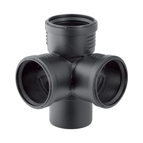 Geberit Silent-PP Eckabzweig 87,5 Grad Außendurchmesser Außendurchmesser 90mm, d1 90mm, d2 90mm