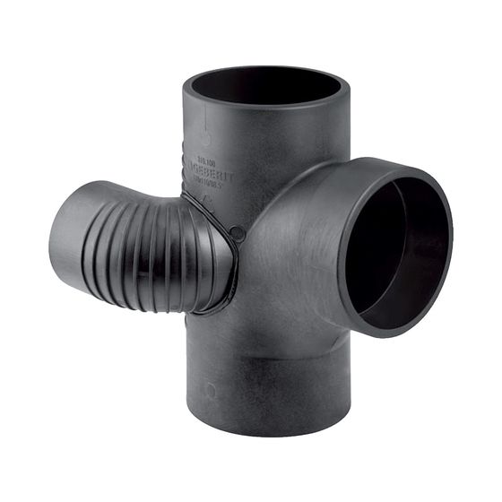 Geberit Silent db20 Schachtbogenabzweig 88,5 Grad rechts d 90mm, d1 90mm, d2 75mm