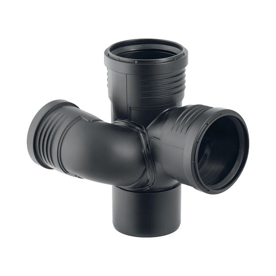 Geberit Silent-PP Schachtbogenabzweig 87,5 Grad rechts d 110mm, d1 75mm, d2 110mm