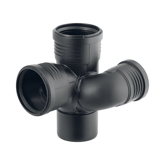 Geberit Silent-PP Schachtbogenabzweig 87,5 Grad links d 110mm, d1 75mm, d2 110mm