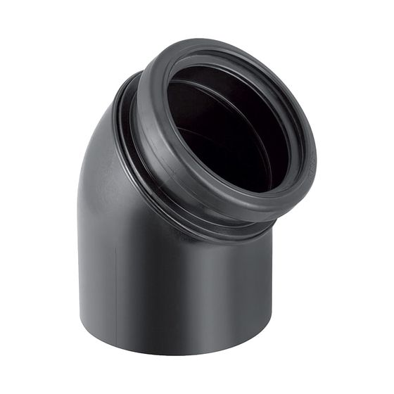 Geberit PE Anschlussbogen 45 Grad mit Anschlusssteckmuffe, für Wand-WC Außendurchmesser 110mm