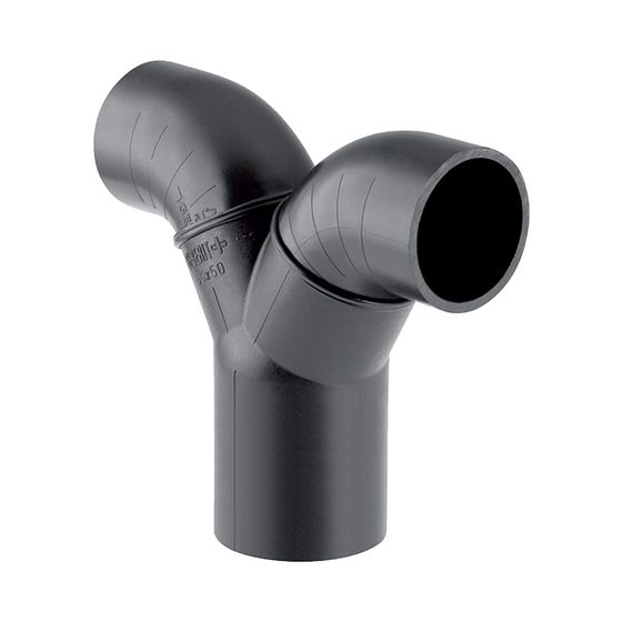 Geberit PE Doppelanschlussbogen 90 Grad für Manschette Außendurchmesser 56mm