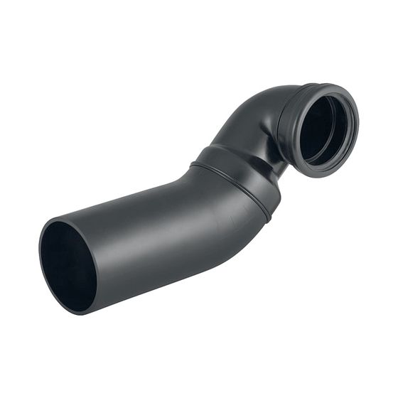 Geberit PE Anschlussbogen 90 Grad für Wand-WC, rechts gekröpft, mit Erweiterung Außendurchmesser 90mm