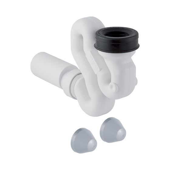 Geberit Schneckengeruchsverschluss für Urinal, mit Montagezubehör, Abgang horizontal Außendurchmesser 50mm, weiß-alpin