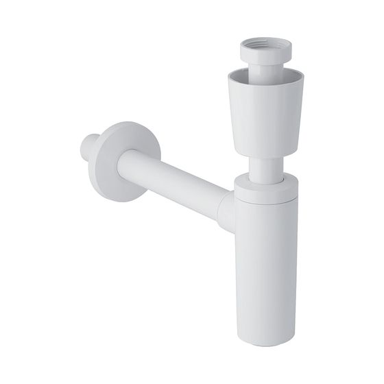 Geberit Tauchrohrgeruchsverschluss für Waschbecken, mit Ventilrosette, Abgang horizontal Außendurchmesser 32mm, weiß-alpin