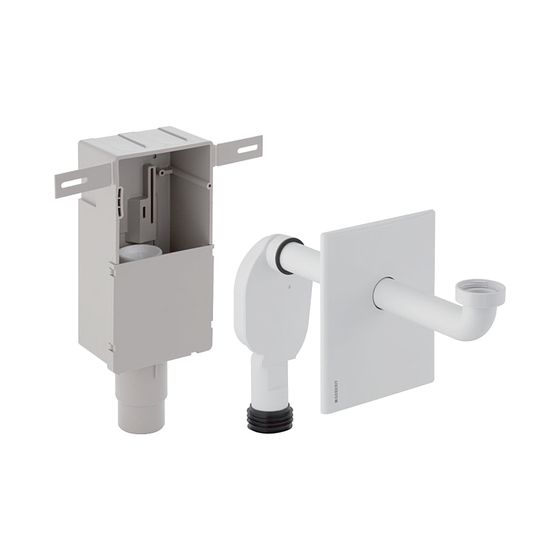 Geberit Set Unterputz-Geruchsverschluss für Waschbecken, Abgang horizontal Außendurchmesser 50-56mm, weiß-alpin