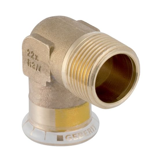 Geberit Mapress Kupfer Übergangswinkel 90 Grad mit Außengewinde Gas CW602N, d 18mm, R 1/2″