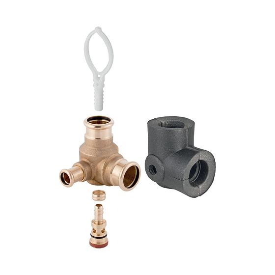 Geberit Mapress Anschlussset für innenliegende Zirkulation, d 28mm, d1 15mm, Rotguss bleifrei