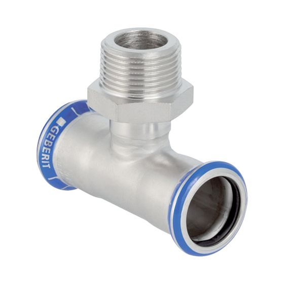 Geberit Mapress Edelstahl T-Stück mit Außengewinde LABS-frei, d 22mm, R 3/4