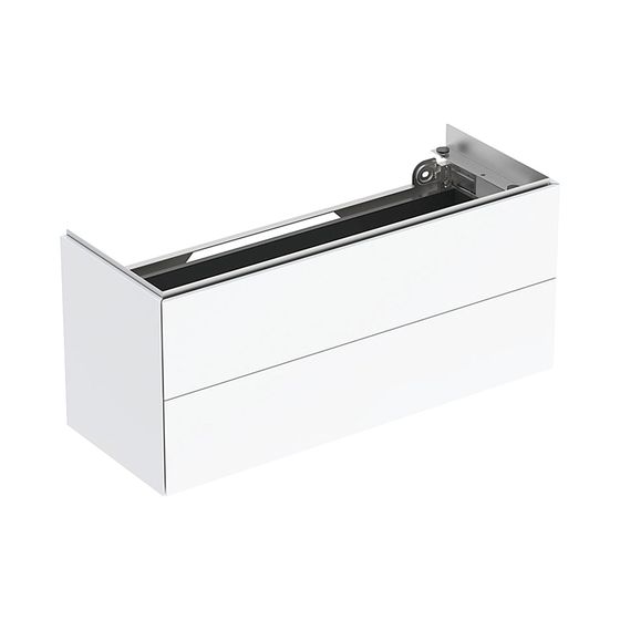 Geberit ONE Unterschrank für Waschtisch, 2 Schubladen, verkürzte Ausladung, 104,5x46,5x39,5cm, Weiß lackiert hochglänzend
