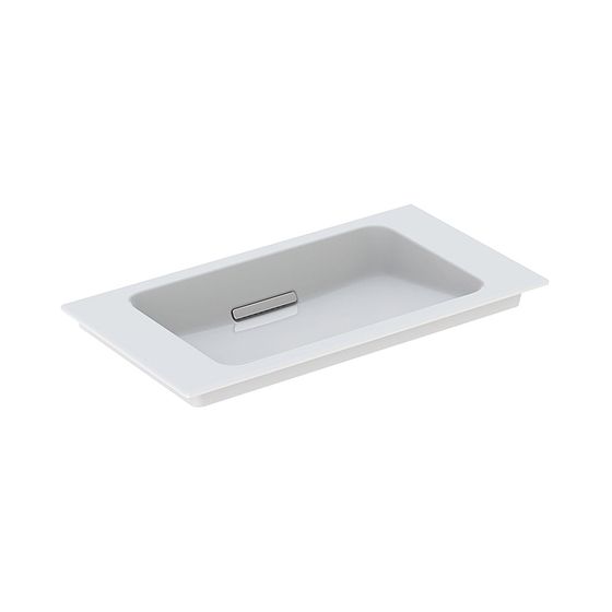 Geberit ONE Möbelwaschtisch Abgang horizontal verk. Ausladung 75cm T 40cm o. Hahnl. Überlauf verd. Weiß/KeraTect HG verchromt