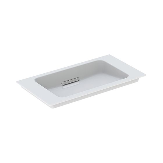 Geberit ONE Möbelwaschtisch Abgang horizontal verk. Ausl. B 75cm T 40cm o. Hahnl. Überl. verd. Weiß/KeraTect Chrom gebürstet