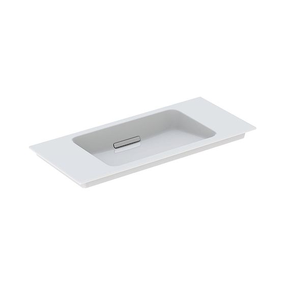 Geberit ONE Möbelwaschtisch Abgang horizontal verk. Ausladung 90cm T 40cm o. Hahnl. Überlauf verd. Weiß/KeraTect HG verchromt