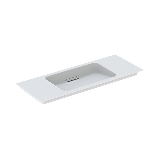 Geberit ONE Möbelwaschtisch Abgang horizontal verk. Ausl. B 105cm T 40cm o. Hahnl. Überl. verd. Weiß/KeraTect hochgl-verchr