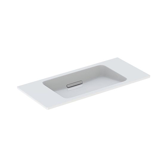 Geberit ONE Waschtisch schwebendes Design Abgang horizontal verk. Ausl., 90x40cm o. Hahnl. o. Überl. KeraTect Chrom gebürstet