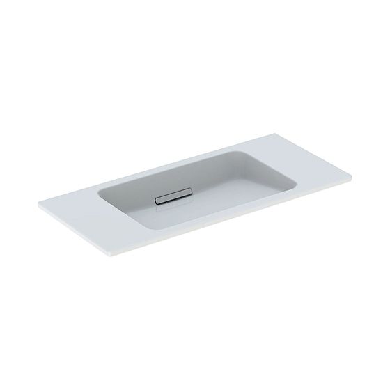 Geberit ONE Waschtisch schwebendes Design Abgang horizontal verk. Ausl., 90x40cm o. Hahnl. o. Überl. Weiß KeraTect glänz