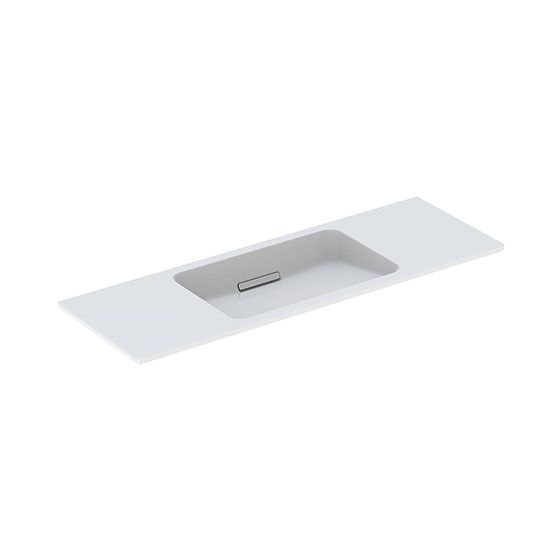 Geberit ONE Waschtisch schwebendes Design, horizontal verk. Ausl. B 120cm T 40cm o. Hahnl. o. Überl. Weiß KeraTect glänz