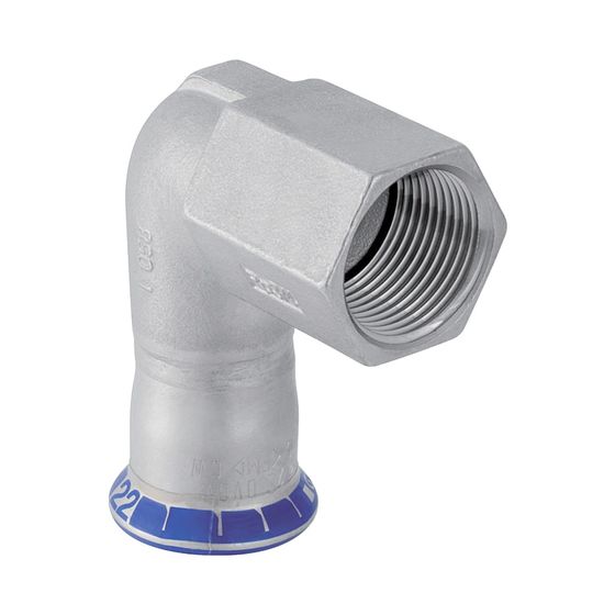 Geberit Mapress Edelstahl Übergangswinkel 90 Grad mit Innengewinde d 15mm, Rp 1/2″, L1 3,7cm