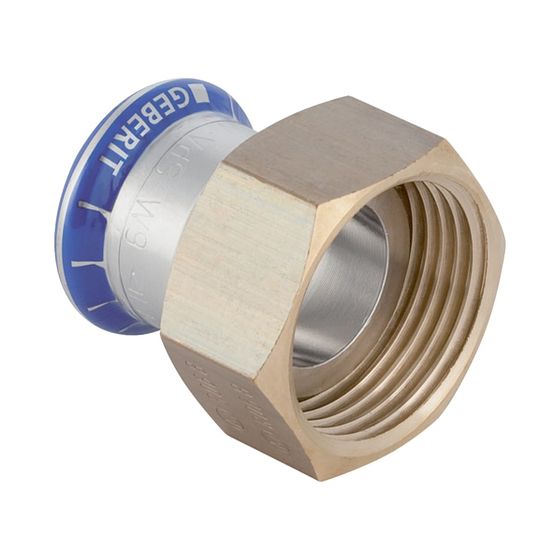 Geberit Mapress Edelstahl Übergang mit Überwurfmutter d 22mm, di 20mm, G 1″