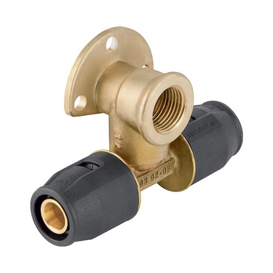 Geberit PushFit T-Anschlusswinkel 90 Grad abgesetzt CW617N, d 20mm, Rp 1/2″, L1 10,7cm