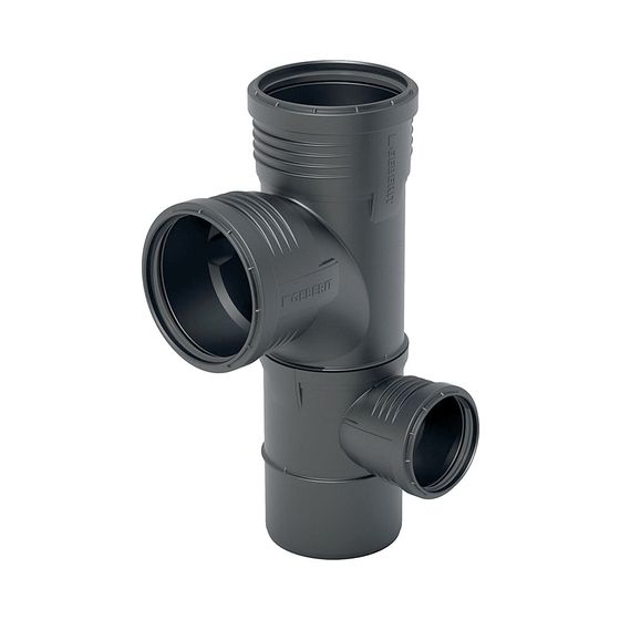 Geberit Silent-PP Kombibogeneckabzweig 87,5 Grad rechts d 110mm, d1 110mm, d2 50mm