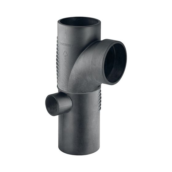Geberit Silent db20 Kombibogeneckabzweig 88,5 Grad links, d 110mm, d1 90mm, d2 56mm