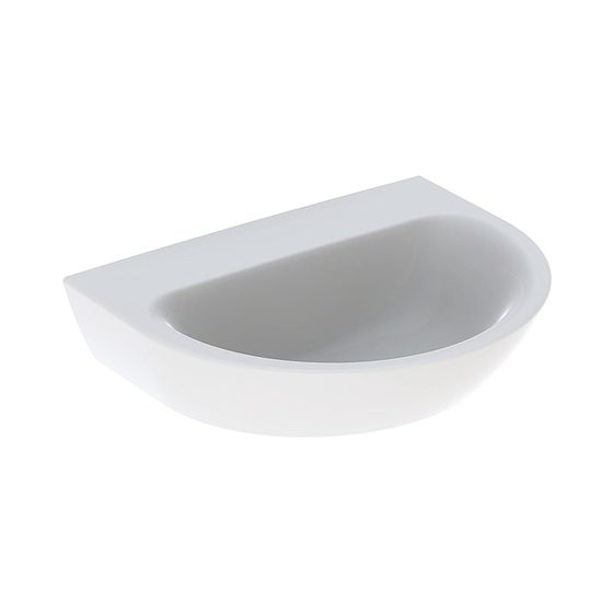 Geberit Renova Handwaschbecken mit asymmetrischem Überlauf, 50x17,3x40cm, ohne Hahnloch, ohne Überlauf, Weiß/KeraTect